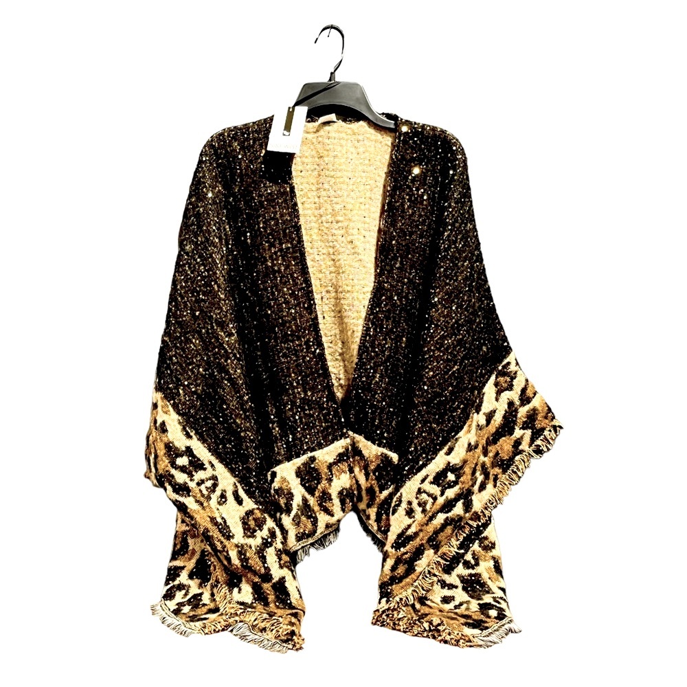 New with tag. One size poncho. Leopard print.